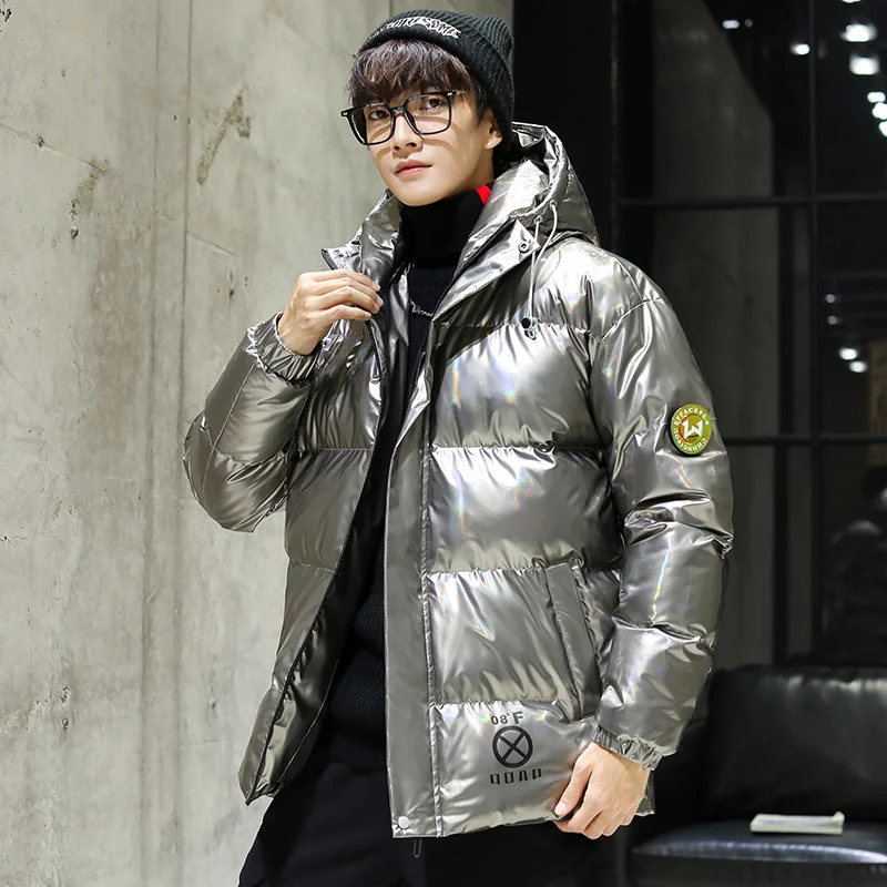 Down jacket men winter new collection 90% white duck down coat warm wear hooded jacket windbreaker  shiny fabric high quality