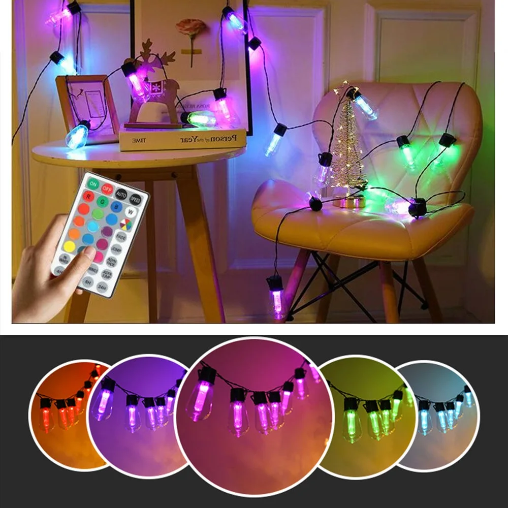 

LED Edison Bulbs Fairy String Light 4.5M 7M USB RGB Waterdrop Ball Lamps Christmas Garlands Waterproof Lighting 10/20Leds