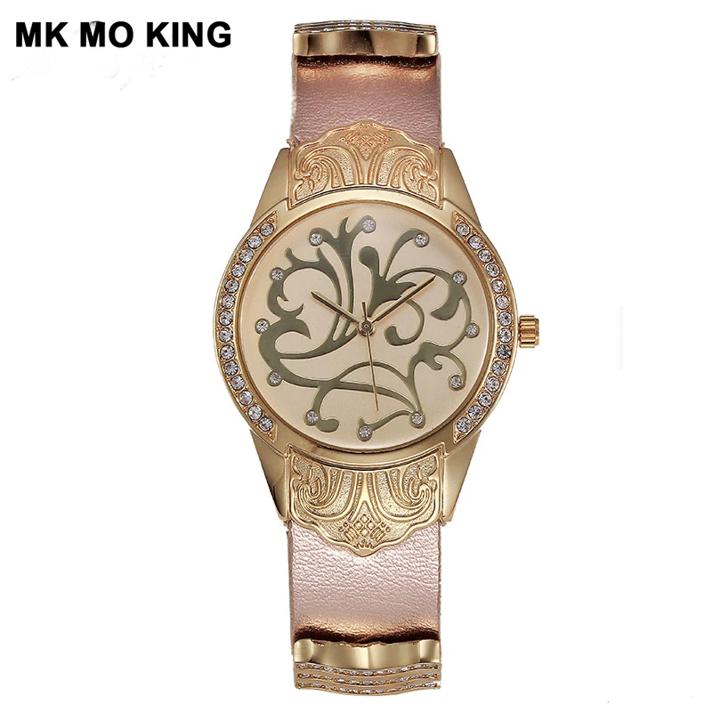 Часы наручные Стразы мужские и женские кварцевые роскошные брендовые золотистые