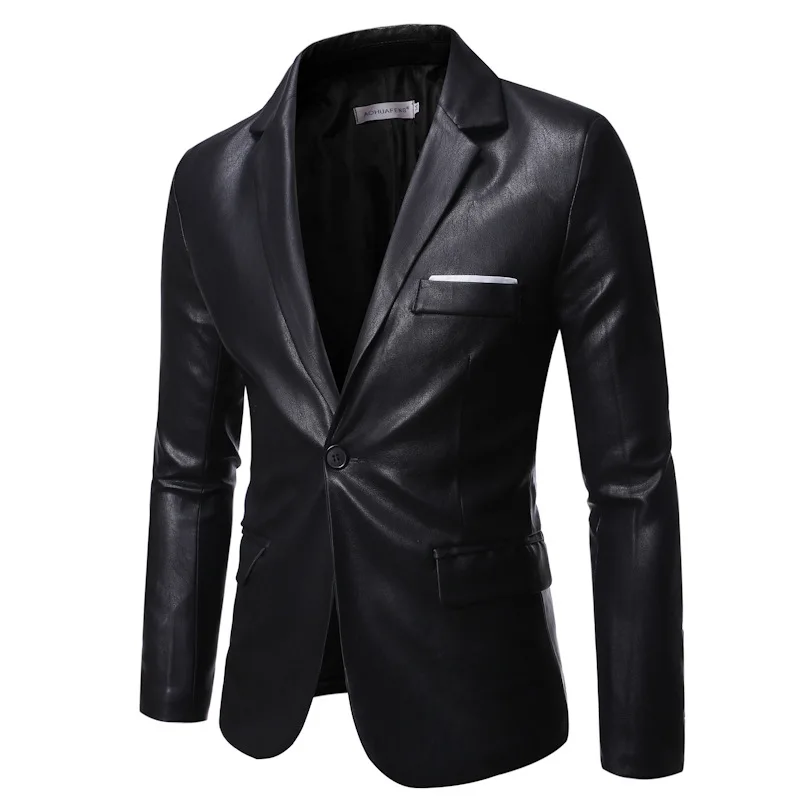 

2020 Men's Autumn Slim Suit Youth Handsome Motorcycle PU Leather Suit