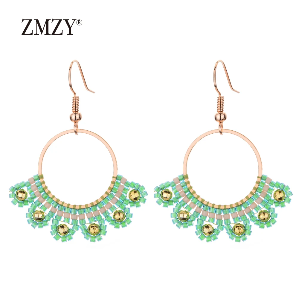 Женские серьги в стиле бохо ZMZY сережки подвески с цветком ручной работы