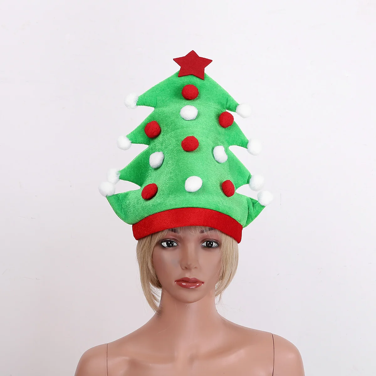 Adults Velvet Christmas Tree Hat Soft Pom Trim Santa Cap For Xmas Theme Decor Prop Novelty Funny Party Headwear | Дом и сад