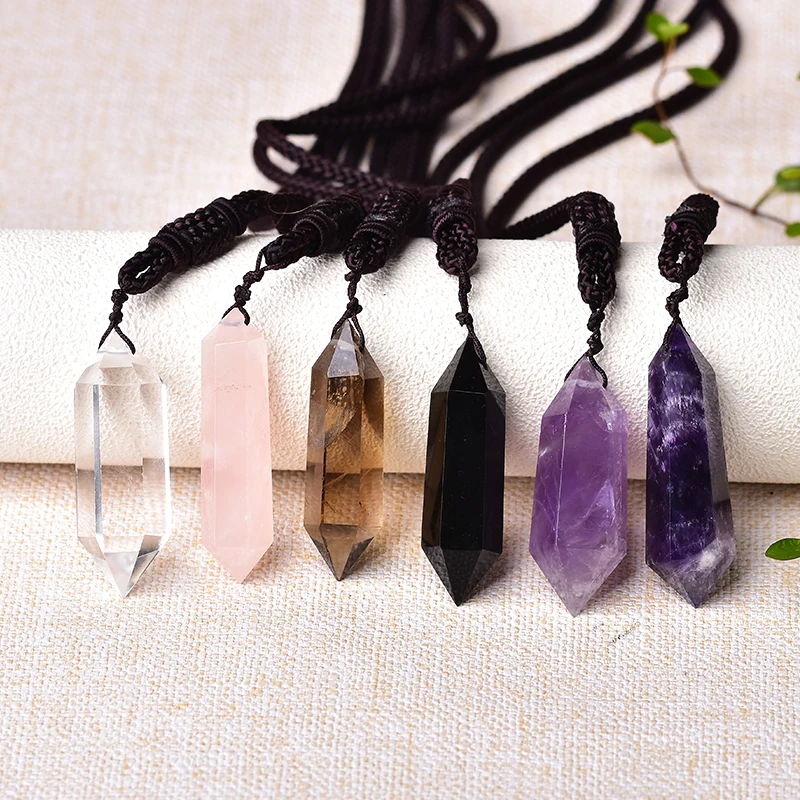 

Natural Crystal Pendant Jewelry Double Terminated Point Healing Souvenir For Men Women Jewelry Gift Fashion Simple Amulet