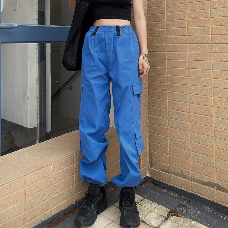 

Women Cargo Pants Fall Fashion Sexy Solid Pants With Pockets 2020 Sport Trousers High Waist Vintage Sweatpants Streetwear P9045