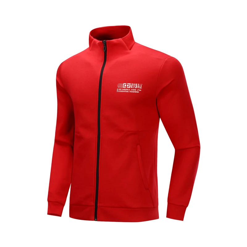 Li-Ning, мужской тренировочный трикотажный топ FZ, теплый флисовый Классический крой, 64% полиэстер, 36% хлопок, подкладка, спортивное зимнее пальто AWDP677 MWW1624