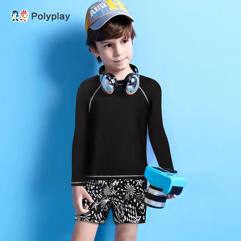 Одежда для мальчиков с длинным рукавом серфинга костюм SPF 50 сплошной цвет пляжный