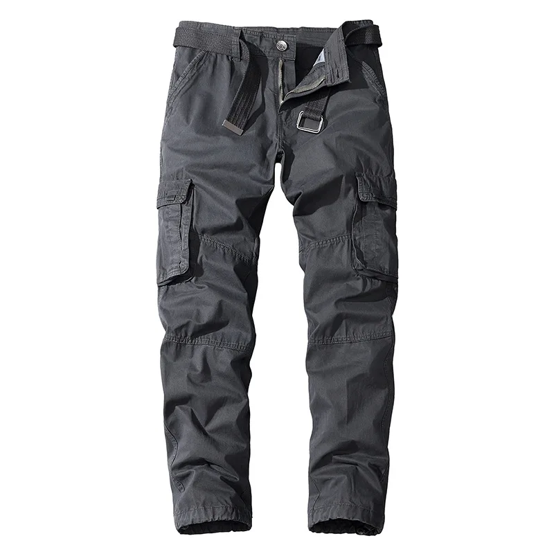 

Мужские походные брюки-карго, прямые повседневные штаны цвета хаки из хлопка премиум-класса со множеством карманов, для велоспорта и активн...