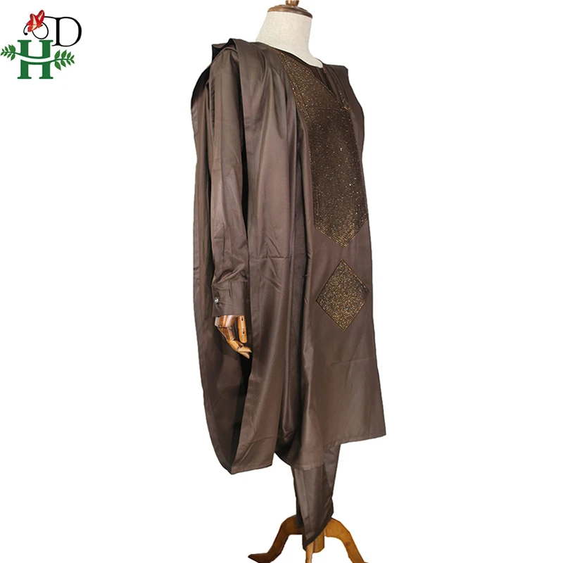Мужская африканская одежда H &amp D 2021 топы и брюки 3 шт. костюм Agbada официальный наряд
