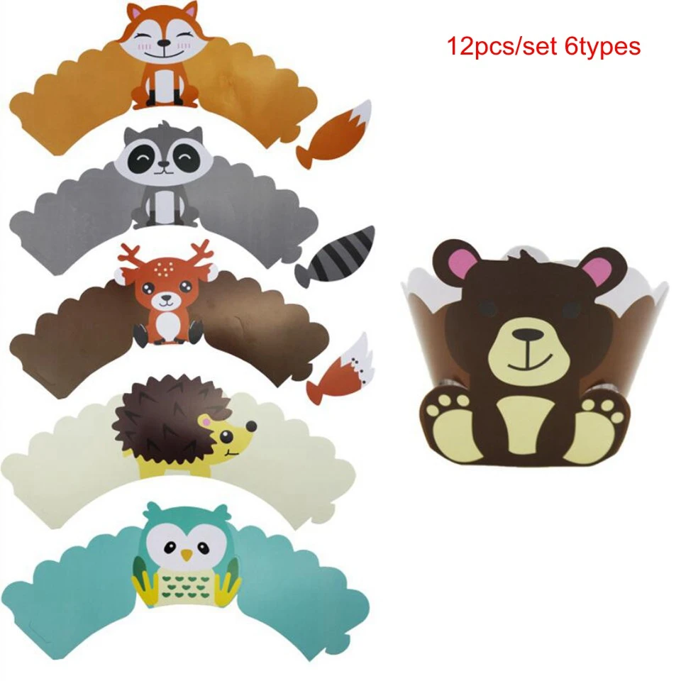 12pcs 6types animals 1 компл. Джунгли вечерние дикие милые животные воздушные цифры с днем рождения баннер для ребенка душ день рождения для вечеринки в стиле сафари поставки - Цвет: 12pcs 6types animals