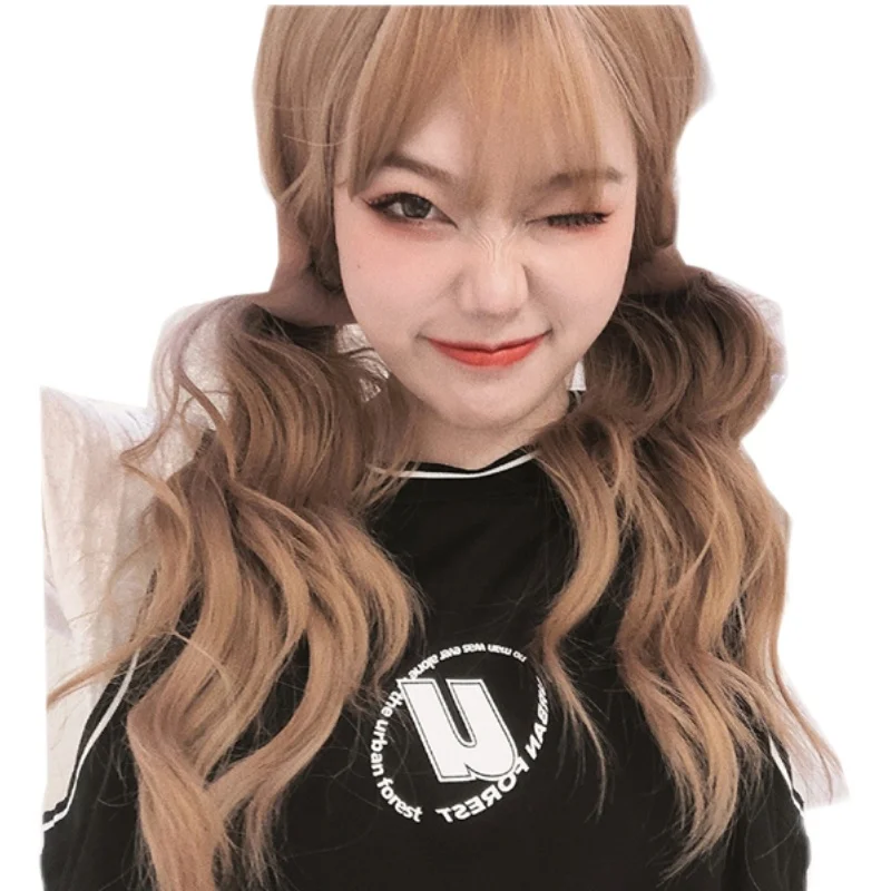 

MANWEI Synthetic Wig Long Body Wavy Blonde Hair Wigs with Bangs for Women Cosplay Party Lolita Heat Resistant