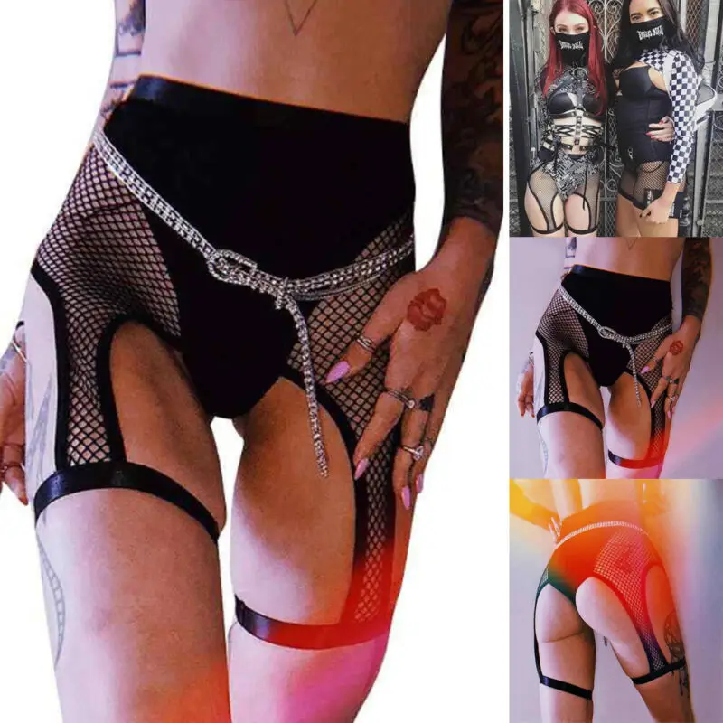 Женская сексуальная сетчатая Лоскутная Короткая подвязка с вырезами