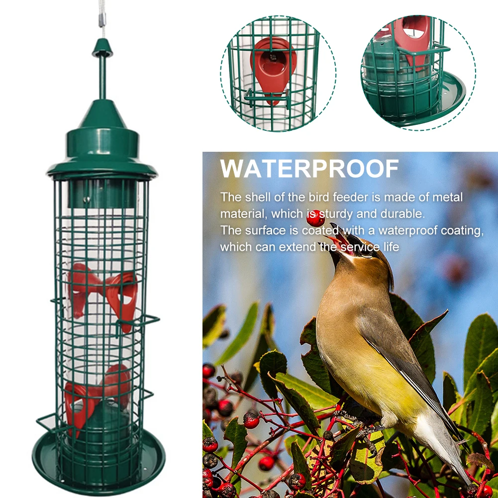 

Patio Wilderness Squirrel Proof Attracting Bird Feeder Drainage Hole For The Garden Parrot Tree Hanging With 4 Ports Outdoor