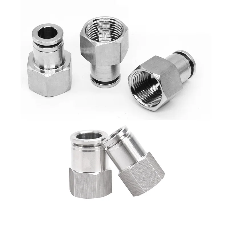 

Quick Connectir PCF Fitting Thread PT1/8 1/4 3/8 1/2 3/4 M5 White Color Black Blue 304 Steel One Set 10Pcs Copper Pnuematic