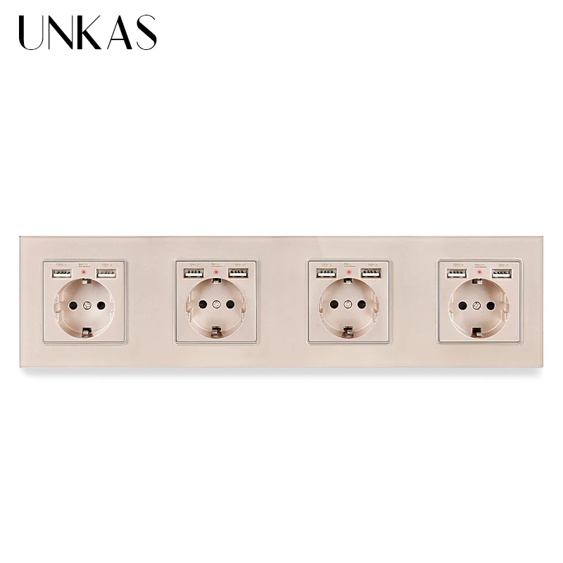 UNKAS ЕС Стандартный розетка электрические розетки двойной зарядка через USB Порты и