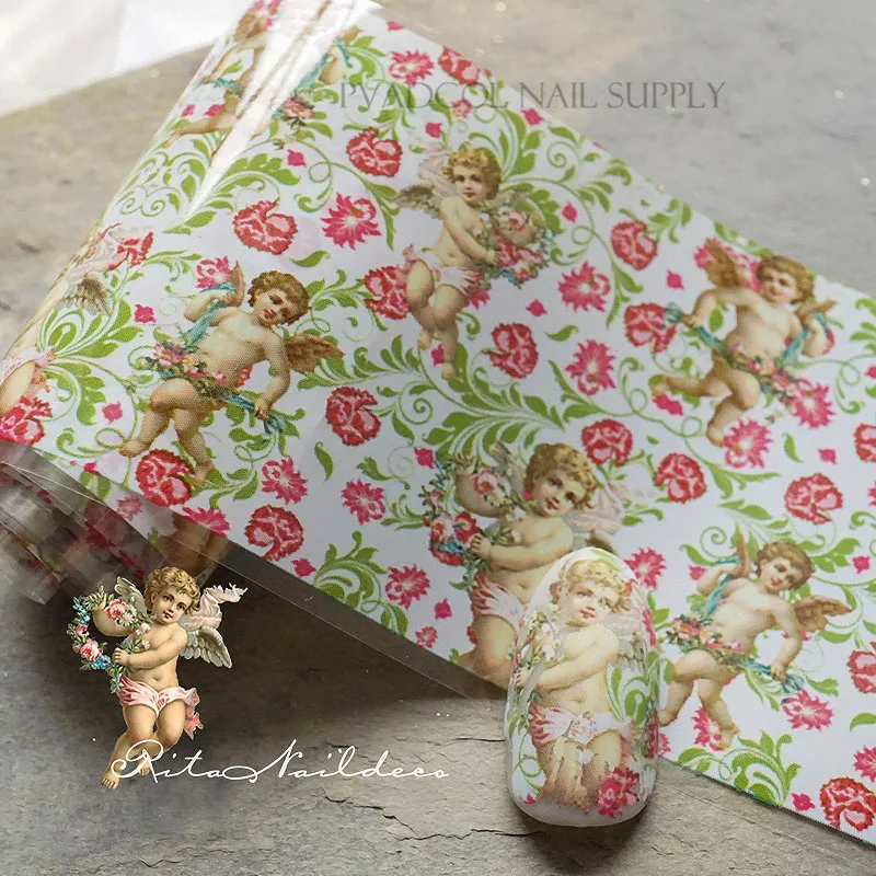 Наклейка-слайдер для ногтей с ангелом переводная пленка акриловых дизайнов