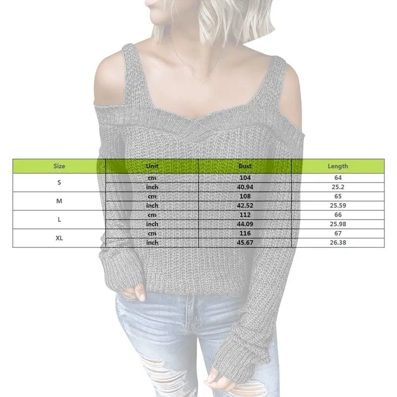 

Knitted Women Sweater Shoulder Pullover Loose Jumper Winter Autumn Sweater Women Tops Sweater Knitwear Pull Femme