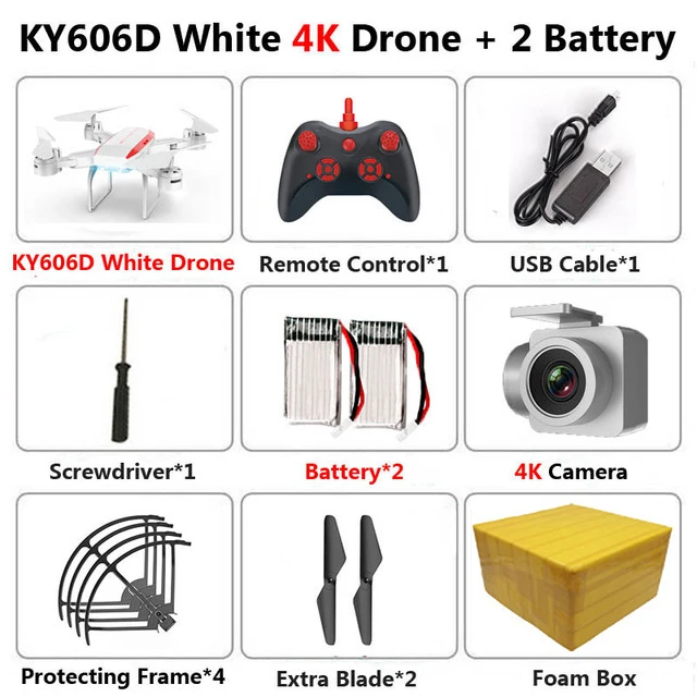 4K White 2B FB KEELEAD Дрон KY606D 4K 1080P HD wifi камера дроны режим удержания высоты складной Радиоуправляемый квадрокоптер с камерой VS E58 SG106 мини Дрон - Цвет: 4K White 2B FB