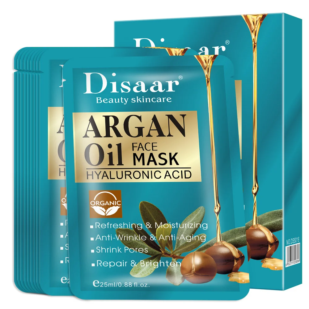 

10 шт. аргановое масло, маска для лица, освежающий увлажняющий крем против морщин анти-старения, уменьшает поры, ремонт ярче маска для лица