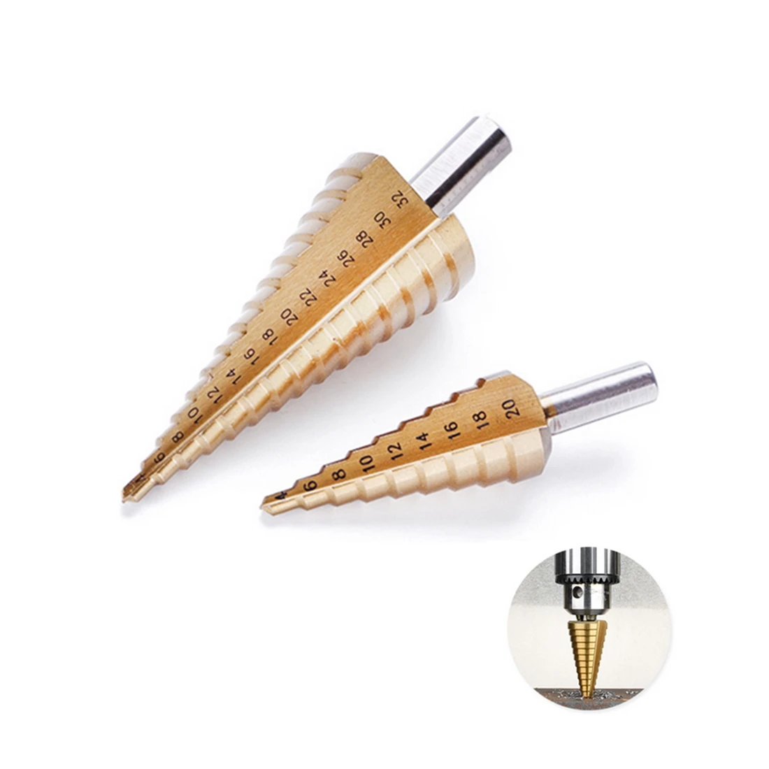 

3pc 4-12mm 4-20mm 4-32mm Step Drill Bit Set Titanium Wood Metal Hole Cutter with Center Punch Metric Flute Pagoda Core Drill Bit