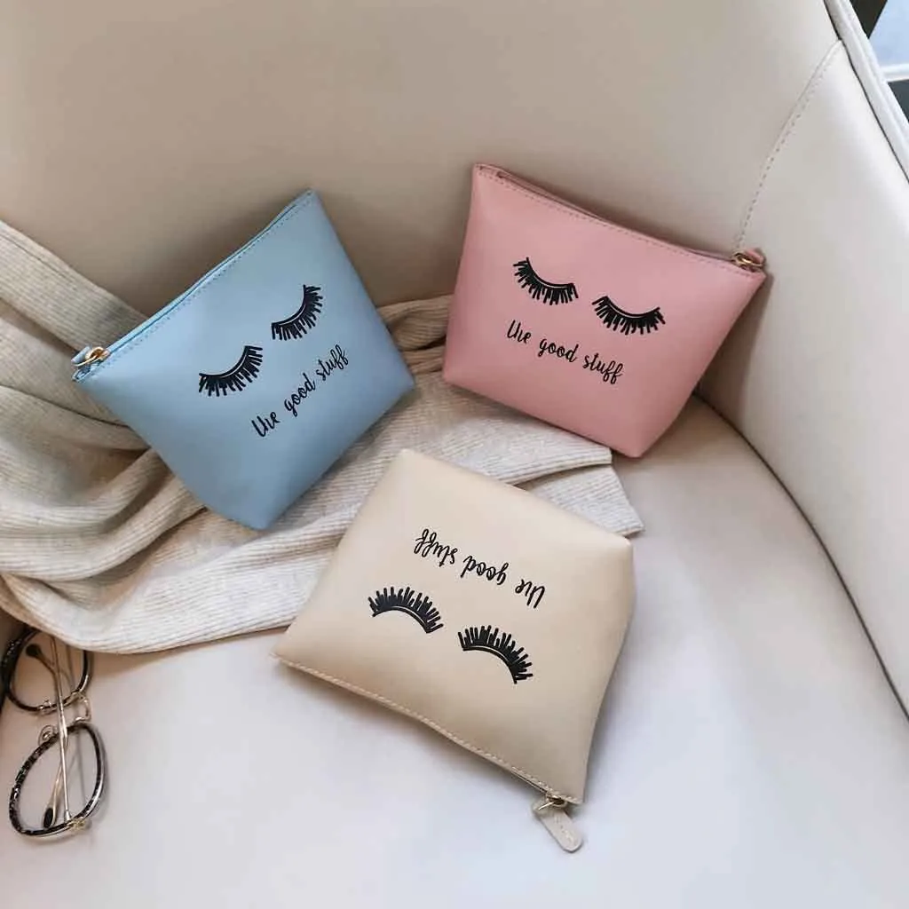 Кожаная косметичка женская с принтом в виде глаз Женская одноцветная маленькая