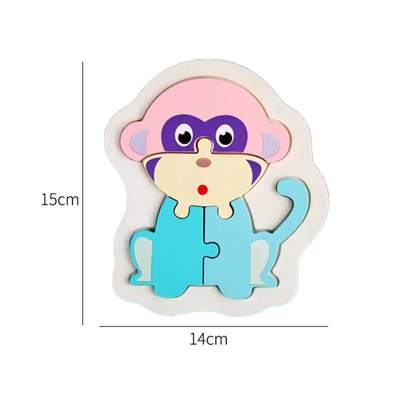 

Kawaii Large Particles Wooden 3D Cartoon Pattern Puzzle Jigsaw Toy Forchildren Education Exercise Hand-eye Coordination For Baby