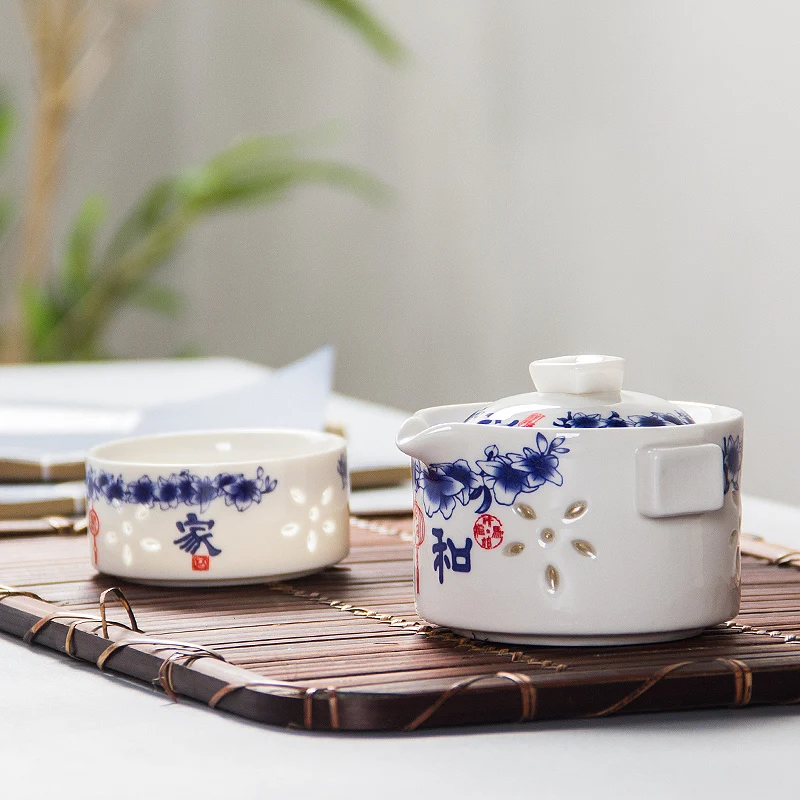 

Jusen Kettle Porcelain Quik Teteras 1 Teacup Teapot Blue Flower Character Teasets Portable Travel Teaware Chinese Drink Teapot