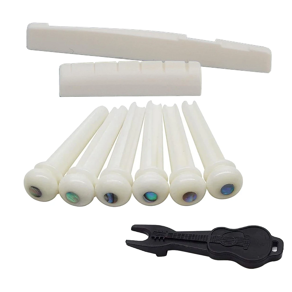 

Bone Bridge Saddle&Nut & Bridge Pins Set for 6 Strings Classical Guitar