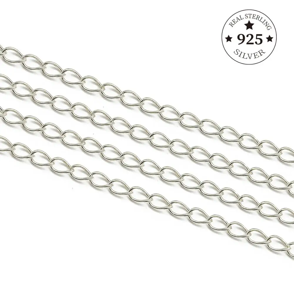 925 Sterling Silver Findings 50cm/lot Open Link Chain Tail Extender For DIY Jewelry Making Necklace Bracelet Accessories | Украшения и
