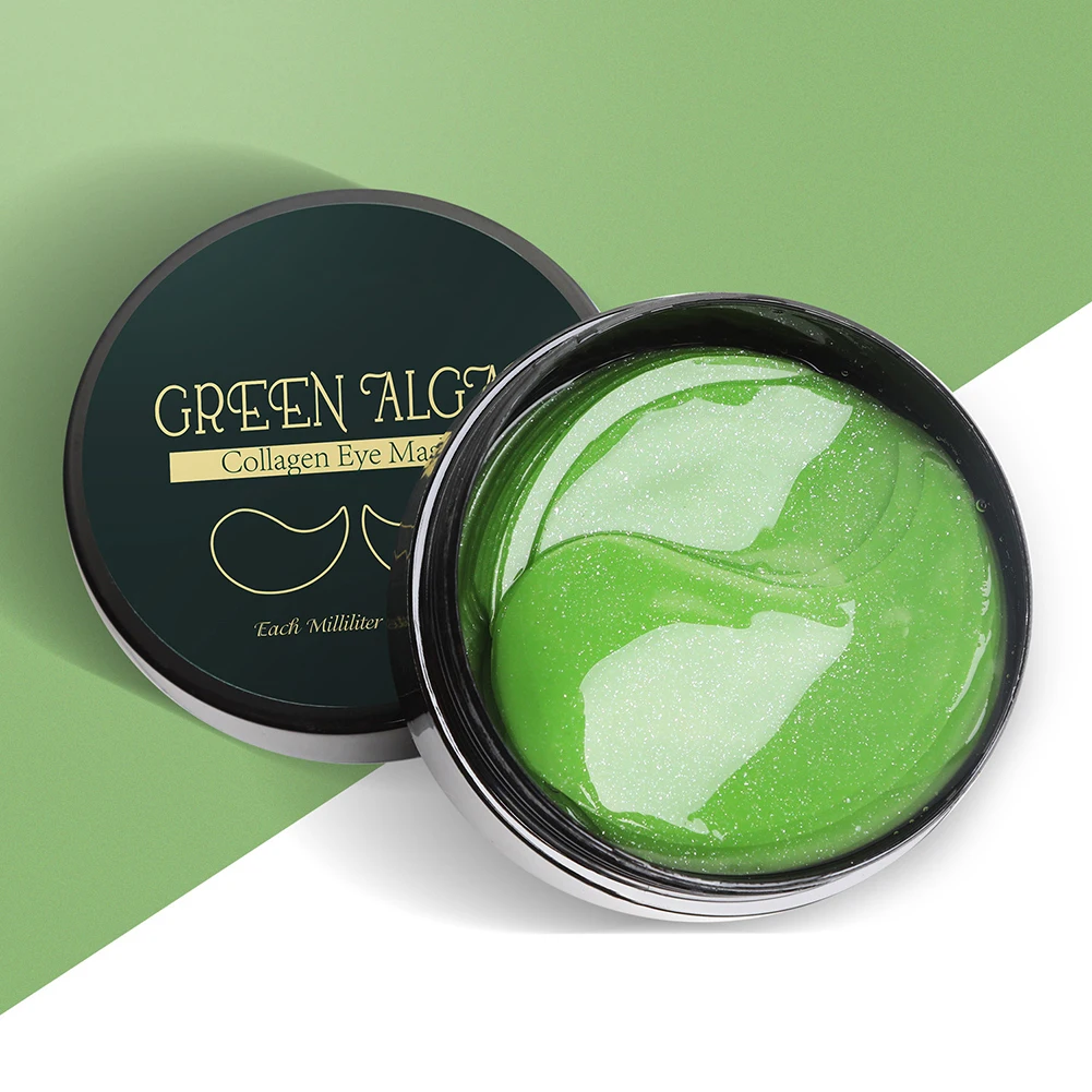 

60pcs 24K Gold Collagen Eye Mask Fade Dark Eye Circles Eye Bags With Texture And Seaweed Green Collagen Eye Mask