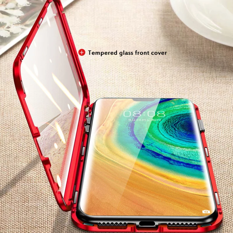 Закаленное стекло Магнитная мобильный телефон чехол защитный с металлической