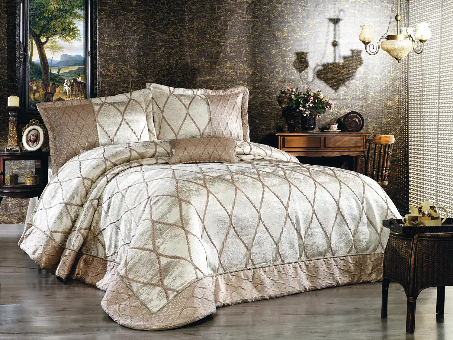 

Natalya Double Bed Cover Cappucino