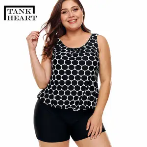 Купальник-танкини Женский, черный, раздельный, топ размера плюс, купальники большого размера