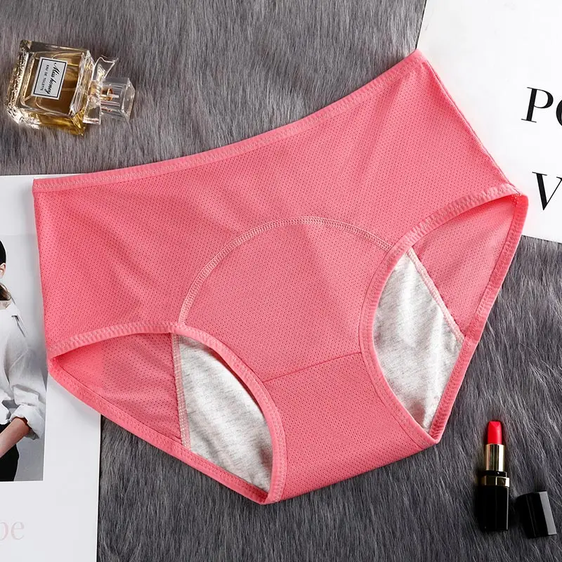 Pink Женские менструальные трусики, увеличивающие промежность ткани, герметичные трусы, физиологическое нижнее белье, хлопковое дышащее Сетчатое белье - Цвет: Pink