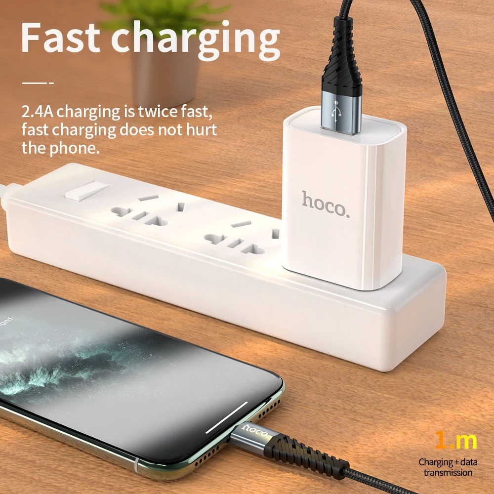 USB-кабель HOCO нейлоновый для быстрой зарядки и мобильный телефон Apple iphone 11 Pro X XR XS Max