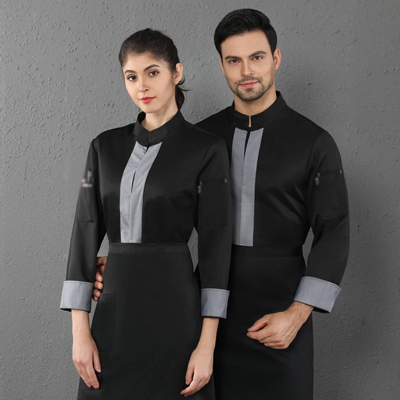 

Комбинезоны для шеф-повара отеля, униформа для ресторана с длинным рукавом, осенняя/зимняя одежда для западных ресторанов и официантов, для ...