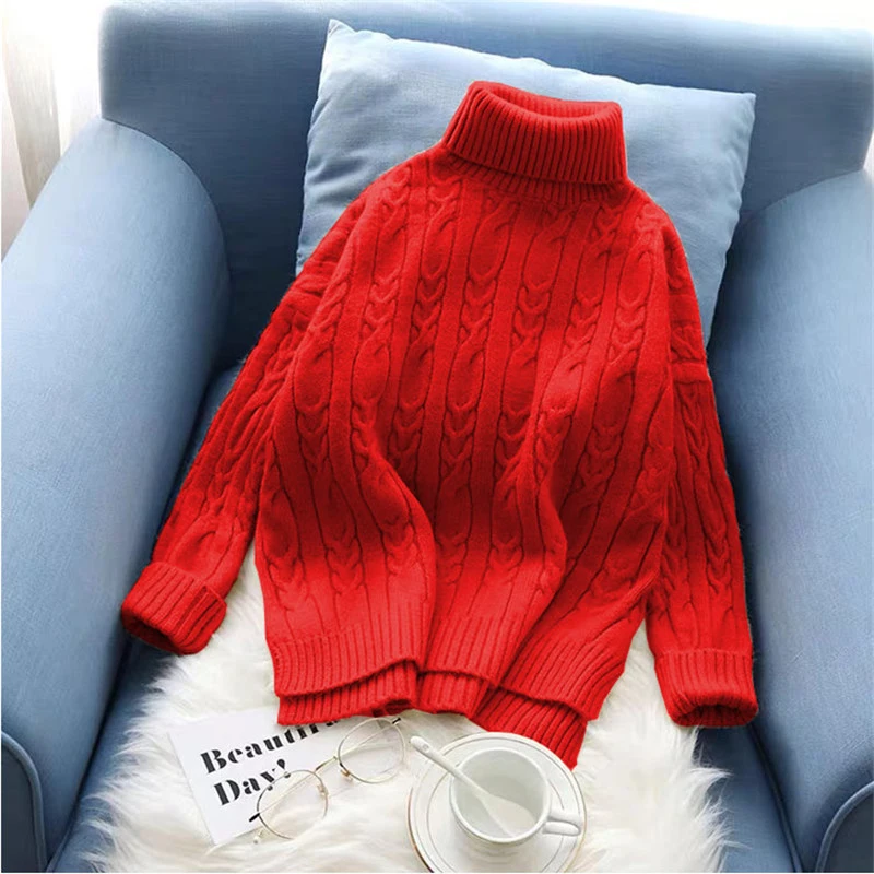 Женский свитер с высоким воротом свободный ТРИКОТАЖНЫЙ КОРОТКИЙ джемпер