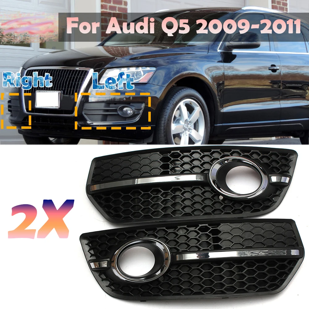 Cubierta de luz antiniebla del parachoques delantero del coche, accesorios de plástico ABS negro cromado para VW, Audi Q5, 2009, 2010, 2011, 1 par