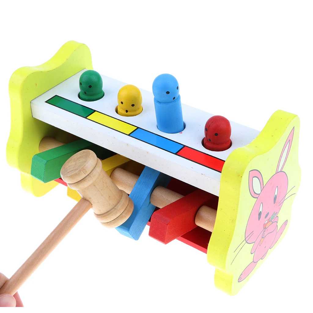 

Wooden Hammering Toy Whack A Mole Pounding Bench with Mallet, Toy for Kids Baby