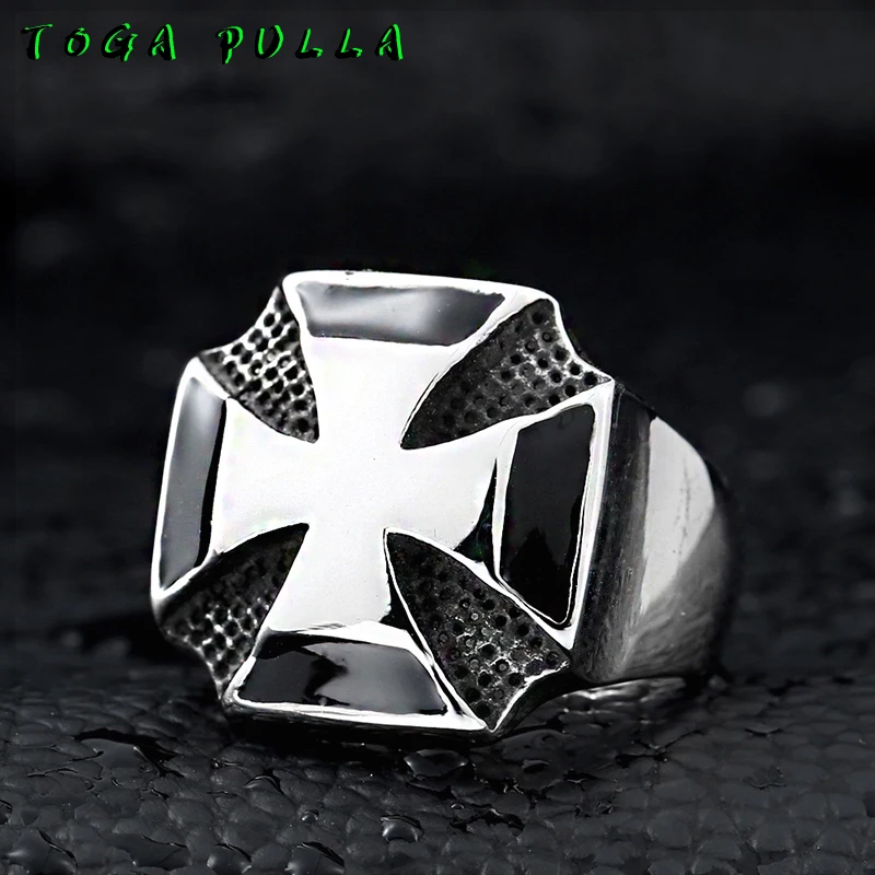 

Domineering World War II German Iron Cross Ring For Men Vintage Stainless Steel Punk Biker Military Ring Wholesale