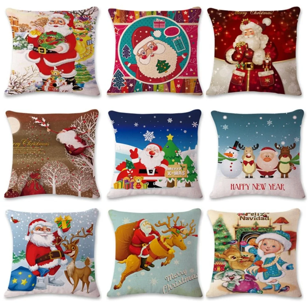 Fashion Christmas Design Cotton Linen Pillow Super Soft Car Office Sofa Cushion Home Decoration with LED | Дом и сад