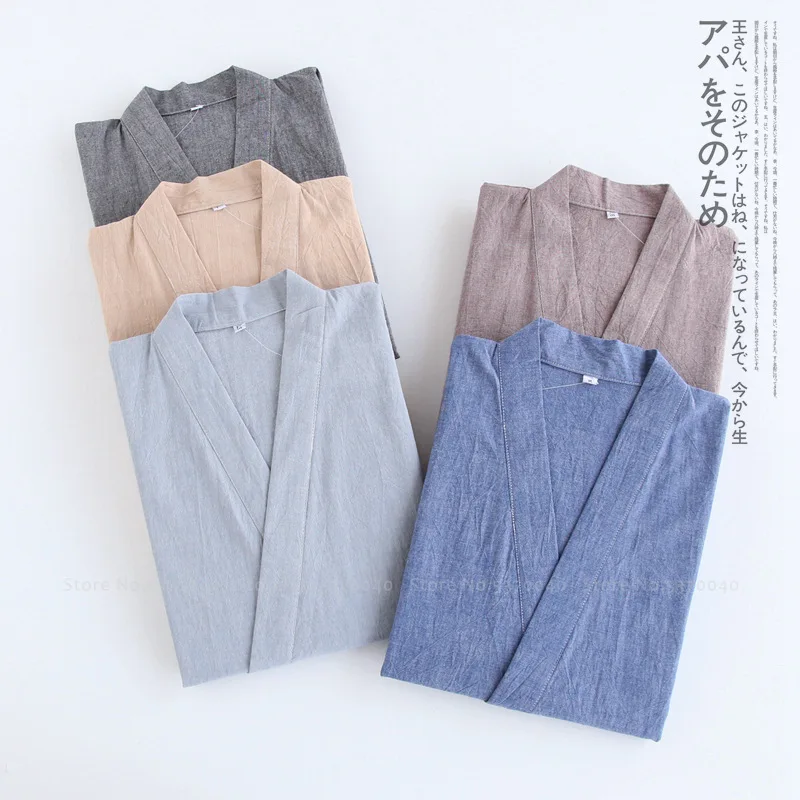 Домашняя пижама в японском стиле для пар юката кимоно из хлопка и льна шорты