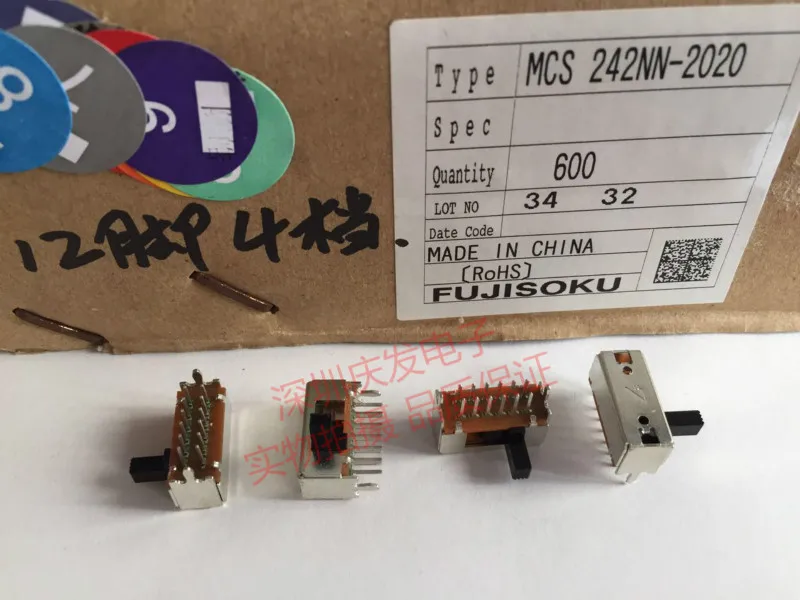 

Оригинальный новый 100% поворотный переключатель 4 шестерни 12pin сбоку вставить Микро Выключатель питания с кронштейном