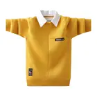 Хлопковый теплый жакет для мальчиков, зимний подростковый Трикотажный свитер с отложным воротником, Удлиненная рубашка, весна пуловеры для мальчиков