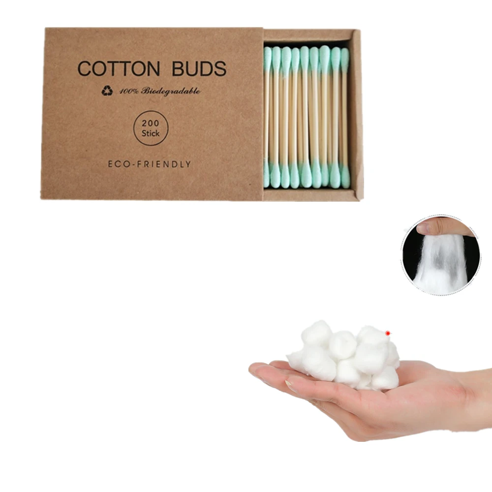 

1000 Count Bamboo Cotton Swabs Eco-Friendly Round Double-headed Safety Sticks Organic Ear Skin Jewelry Art Pet Cleaning