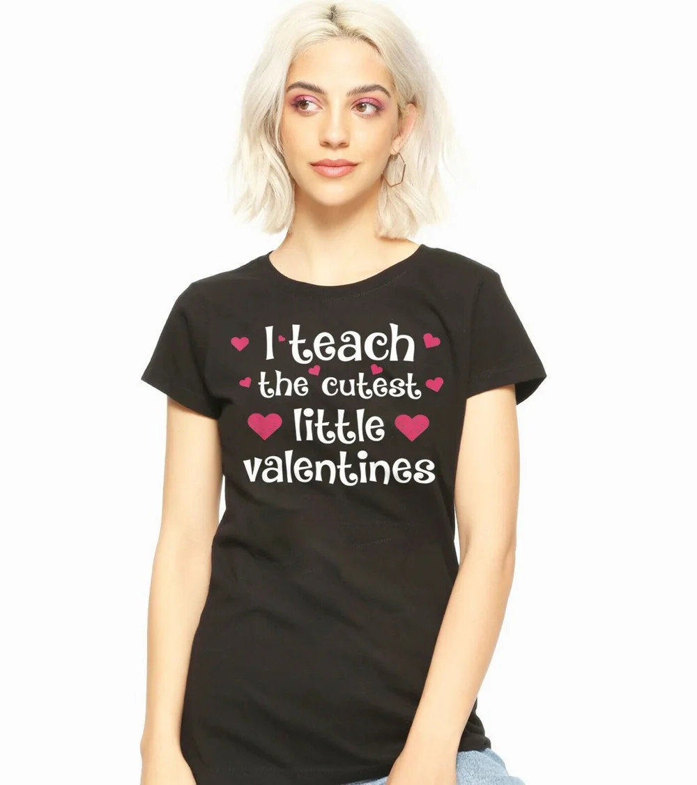 

Teacher Valentines Day Shirts for Women, Cutest Valentines O - Collar Four - Season Printing Versatile T-shirt Short Sleeves