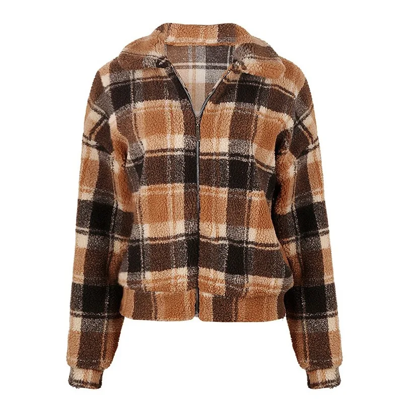 

Women's Autumn and Winter New Plaid Wool Short Coat Coats for Women Woman Parkas Short Wool Coat for Women