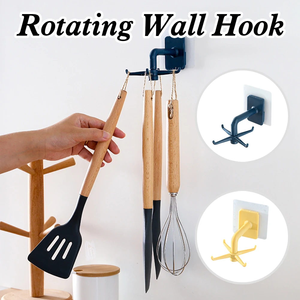 

Punch-free Multi-Purpose Hooks 360 Degree Rotatable Kitchen Hook Home Storage Accessories Organizador De Cocina New 2021