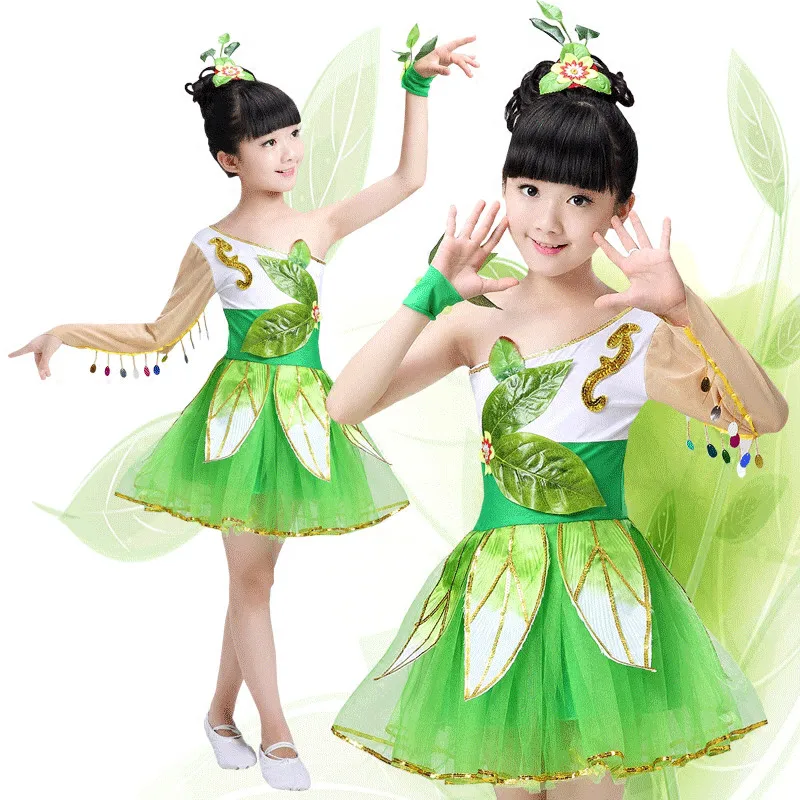 Балетные костюмы с зеленой травой детское танцевальное джазовое платье в стиле