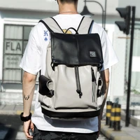 large capacity 14 inch laptop waterproof business backpack pu leather usb recharging casual male travel multi color mochila