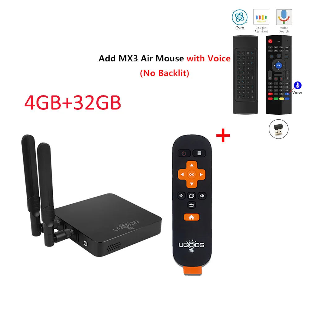 AM6 PRO add MX3 mic Smart Tv Box UGOOS AM6 Pro Android 9,0 Amlogic S922X 4 Гб ОЗУ 32 Гб ПЗУ Bluetooth 5,0 2,4G 5G WiFi LAN 1000M 4K HD медиаплеер - Цвет: AM6 PRO add MX3 mic